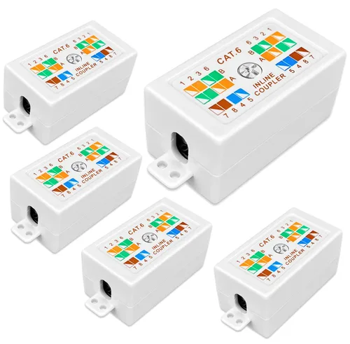 Vista 5 de Caja de conexiones Cat 6, paquete de 5 conectores de empalme Cat5e blindados, tipo perforado