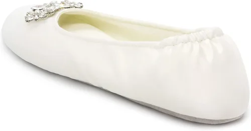 Vista 3 de Pantuflas de satén de novia para mujer, zapatos de baile cómodos para novia