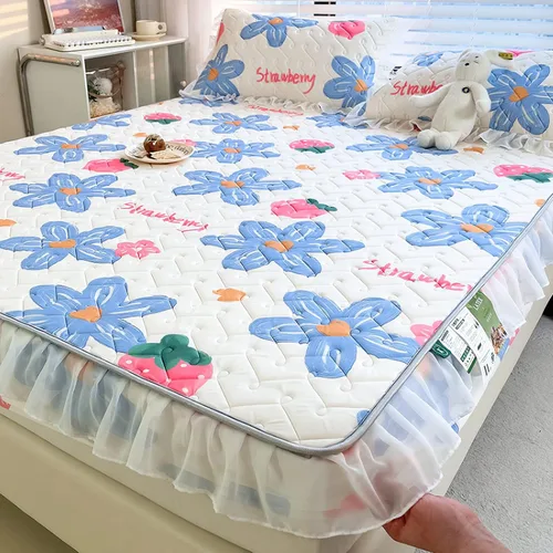 Vista 16 de Sábanas de bolsillo profundo, sábanas de látex de seda de hielo, fundas de colchón con estampado de dibujos animados agradables a la piel, con Gris