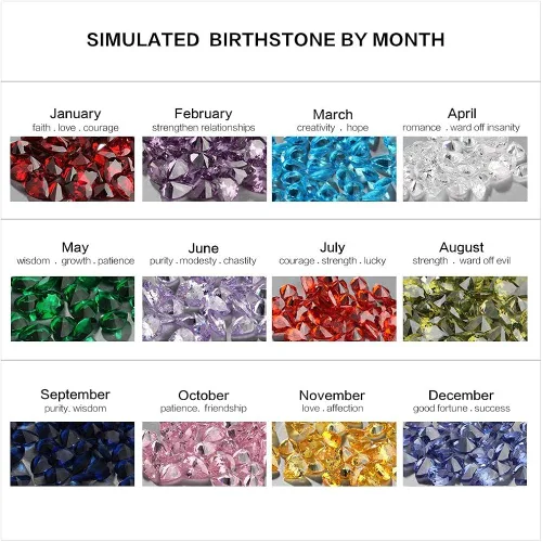 Vista 2 de Lam Hub Fong - Collar personalizado de plata ley con colgante de piedra natal simulada para mujeres, madres hijas y relaciones promesa collar