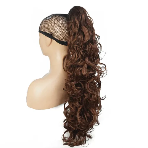 Vista 21 de Lydell 30" largo rizado peinado clip en garra cola de caballo extensión pelo sintético postizo 9.88 oz con un clip de mandíbula/garra (negro)