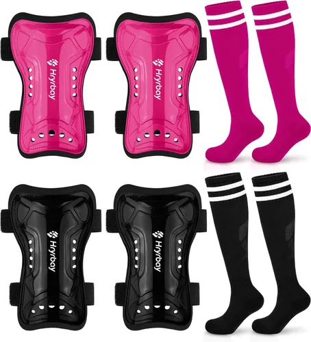 Vista 11 de Hryrbay Kids Soccer Shin Guards and Socks Toddler Soccer Shin Pads Protective Defender Gear for Boys Girls Ages 3-15 Great for Training, Matches