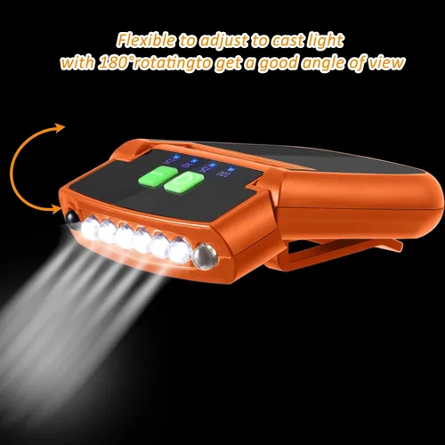 Vista 4 de Mudder Linterna LED con clip para gorra USB recargable, linterna impermeable ultra brillante para sombrero, linterna de cabeza para pesca