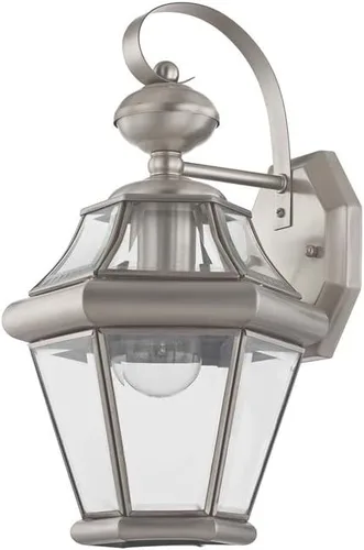 Vista 4 de Livex Lighting 2161-04 Farol de pared para exteriores con pantallas de vidrio biselado transparente, color negro Persianas de vidrio biselado