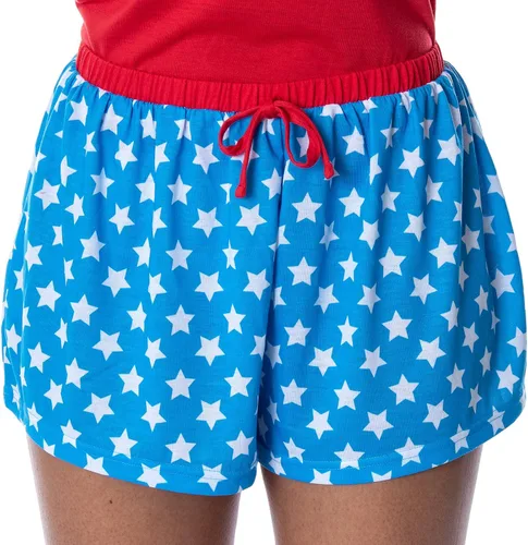 Vista 4 de DC Comics Wonder Woman - Conjunto de pijama de 2 piezas con logotipo de lámina dorada para mujer, Logotipo WW