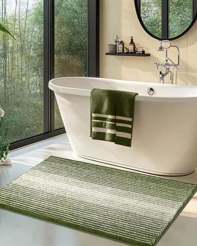 Vista 42 de BSICPRO Tapetes de baño de felpilla, 20 x 32 pulgadas, antideslizantes, absorbentes, suaves, peludos, para baño, lavables a máquina (salvia)