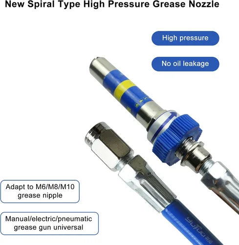 Vista 5 de Acoplador de grasa de alta presión, extensiones de accesorios de grasa, acoplador de pistola de engrase resistente de 8ª generación, se adapta a