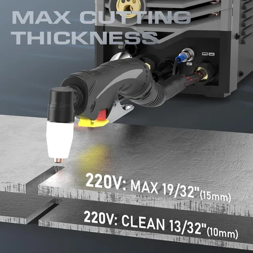 Vista 4 de Sunstac Cortador de plasma 5 en 1 y soldador combinado, CUT/TIG/MIG/Flux MIG/MMA, cortador de plasma 50A, TIG y MIG de 200 A, soldador STICK de 180