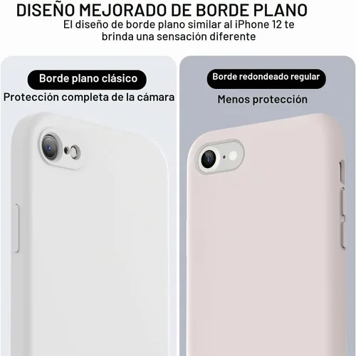 Vista 3 de Vooii Funda para iPhone SE 2022/3rd/2020, iPhone 8/7, silicona líquida mejorada con [bordes planos] [protección de cámara]