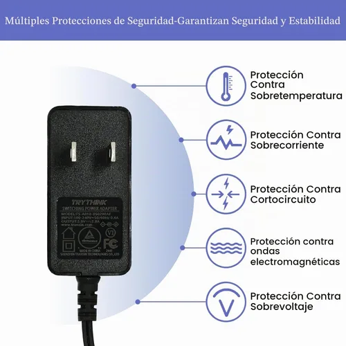 Vista 5 de Adaptador de fuente de alimentación de 5 V, 2 A, 1 A, 0,8 A, 0,5 A, adaptador de 10 W, adaptador de CA/CC de 100-240 V CA a CC 5 V con enchufe