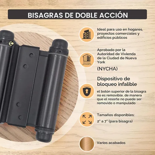 Vista 5 de Hinge Outlet Bisagras de Resorte Ajustables de Doble Acción, Bisagras para Puertas de Salón, Batientes o de Cafetería – Altamente Resistentes al
