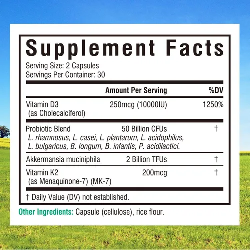 Vista 2 de Innate Vitality Vitamina D3 K2 10000IU + Probióticos, Akkermansia