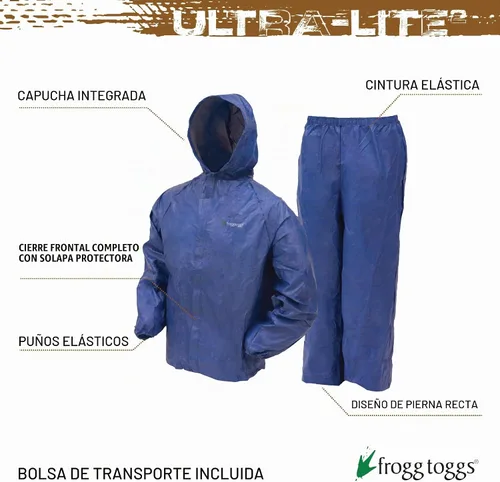 Vista 2 de FROGG TOGGS Traje de lluvia transpirable impermeable Ultra-Lite2 de 2 capas para jóvenes Azul