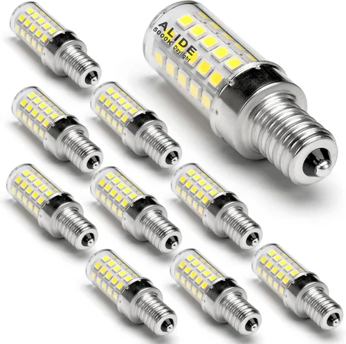 Vista 8 de ALIDE Bombillas LED E12 equivalentes a 40 vatios, 2700 K blanco cálido, bombilla LED E12 T6 C7 de 4 W para ventilador de techo, lámpara colgante