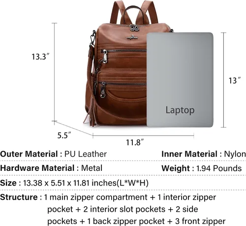Vista 75 de Bolsos mochila monedero de piel sintética para mujer, bolsas con zíper, mochilas de hombro casuales