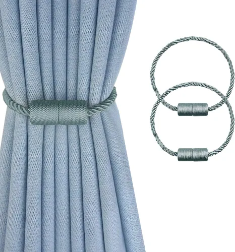 Vista 18 de Paquete de 2 alzapaños magnéticos fuertes para cortinas para exteriores, alzapaños decorativos modernos, hechos a mano, sujetadores decorativos