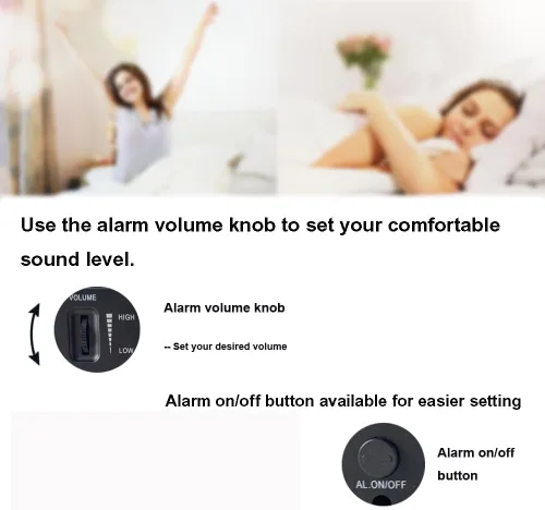 Vista 2 de Reloj despertador digital LED con adaptador USB, brillo y volumen ajustables, función de repetición, puerto USB, fácil de configurar
