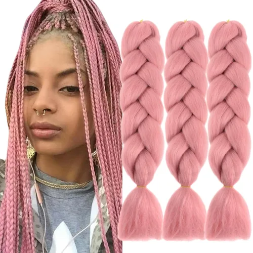 Vista 48 de Beige (613) Cabello trenzado 6 paquetes de extensiones de cabello sintético de 24 pulgadas, extensiones de cabello trenzado Jumbo Ombre trenzado