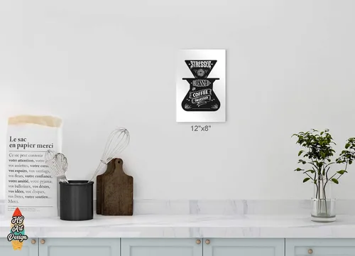 Vista 5 de HB Art Design Stressed Blessed and Coffee Obsessed Quote and Coffee Grinder Metal Print Wall Art Coffee Bar Decor Coffee Signs Kitchen Wall Decor