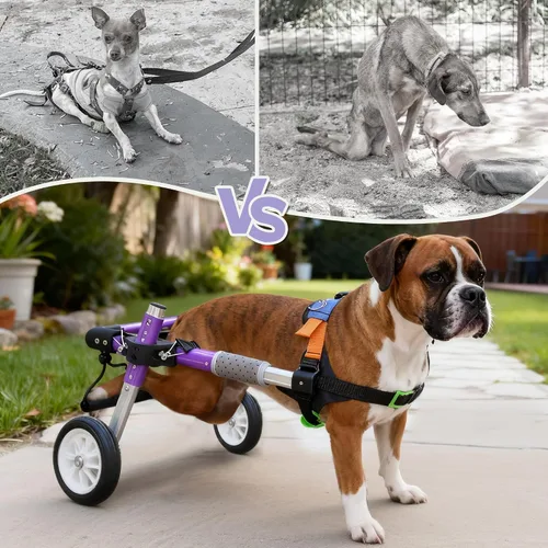 Vista 3 de Silla de ruedas de apoyo para perros para patas traseras, carrito de movilidad ajustable para perros traseros, carrito de apoyo para perros