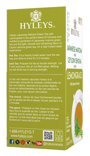 Vista 2 de Hyleys Bolsas de té Matcha con citronela, 25 bolsas de té (té verde japonés puro matcha wellness)