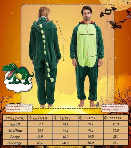Vista 7 de QUCH Disfraz de una sola pieza para adultos, disfraz unisex de animales para adultos, disfraz de Halloween, enterizo para adultos, pijama