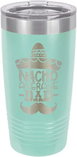 Vista 15 de NACHO AVERAGE DAD BLACK Vaso de bebida de 20 onzas con pajita Taza de viaje grabada con láser Comparar con Yeti Rambler Idea de regalo papá