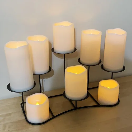 Vista 6 de Vela de pilar de 5 pulgadas para exteriores, funciona con pilas, impermeables, sin llama, parpadeantes, con temporizador, pilares eléctricos falsos