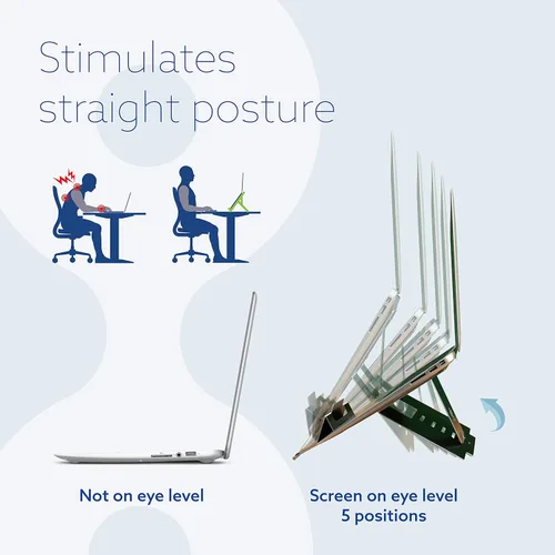 Vista 2 de R-Go Riser - Soporte ergonómico para laptop, aluminio ultrafino, elevador portátil ajustable para escritorio, compatible con MacBook de 10-22