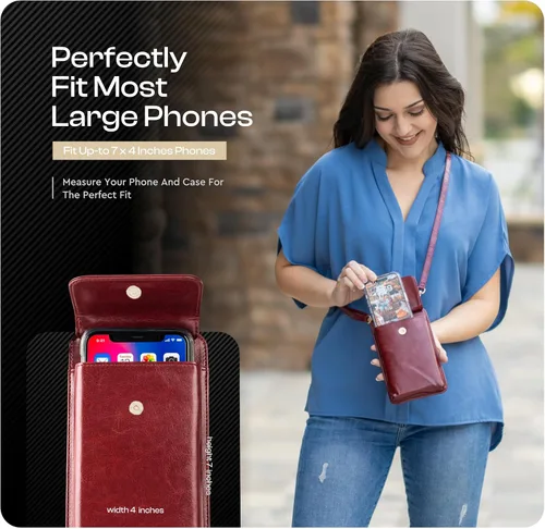Vista 4 de Claasico Cartera cruzada para mujer y funda para teléfono iPhoneSamsungLG Magnet Cell Pouch & Bolso