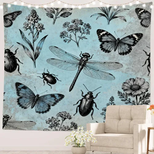 Vista 21 de Batmerry Peaceful Retreat Beautiful Landscape Polyester Tapestry, Blooming Garden Setting Lightweight Wall Hanging High-Definition Print Backdrop