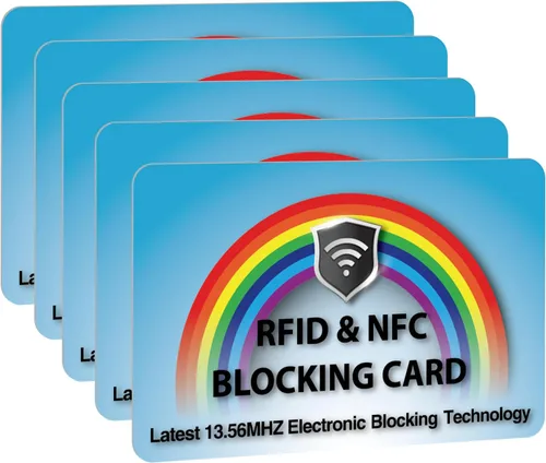 Vista 21 de SaiTech IT Paquete de 5 Tarjetas de Bloqueo RFID, Una Tarjeta Protege Toda la Billetera y Cartera, Protector de Tarjetas de Débito y Crédito