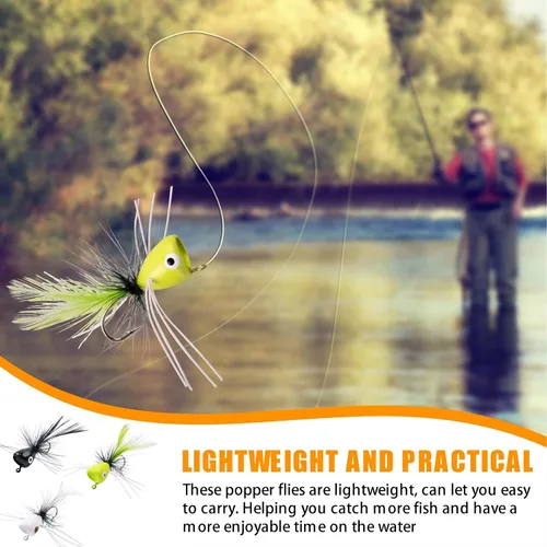 Vista 6 de Kit de señuelos de pesca con mosca, kit de señuelos de pesca con mosca, moscas para pesca con mosca, cebo colorido, moscas de pesca con mosca seca