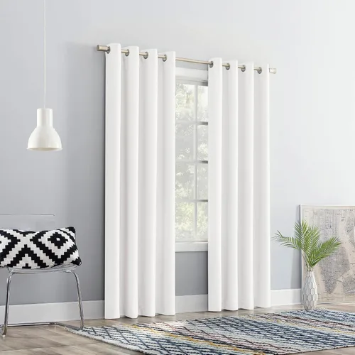 Vista 6 de Sun Zero Nolita - Juego de 2 paneles de cortinas opacas con ojales, 54 x 63 pulgadas, color blanco