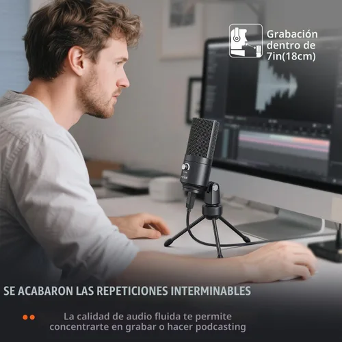 Vista 8 de FIFINE Micrófono USB, Micrófono de condensador de metal para grabar en MAC OS, Windows, Micrófono cardioide para laptop para grabar voces