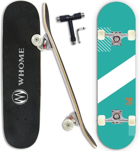 Vista 8 de WHOME Pro - Patineta completa para adultos, jóvenes y niños principiantes, de 31 pulgadas, doble patada, cóncava, 8 capas de arce duro alpino