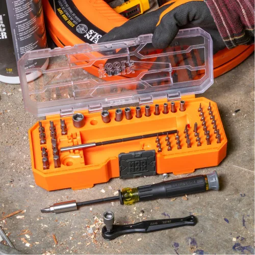 Vista 5 de Klein Tools 32787 Juego de destornilladores de precisión con micro-trinquete de 64 piezas con estuche modular, magnético, precisión, puntas estándar