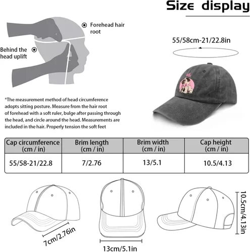 Vista 3 de Gorras de béisbol con diseño de perro carlino y papá, sombreros de mezclilla vintage ajustables