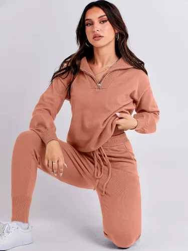Vista 6 de ANRABESS Conjunto de dos piezas para mujer, suéter de manga larga y pantalones con cordón
