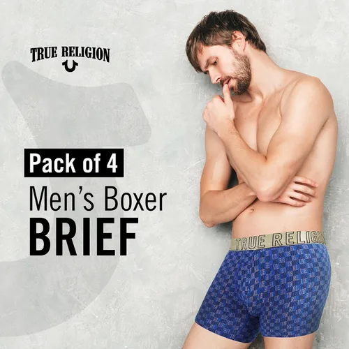 Vista 3 de True Religion Calzoncillos tipo bóxer de algodón elástico para hombre, paquete de 4