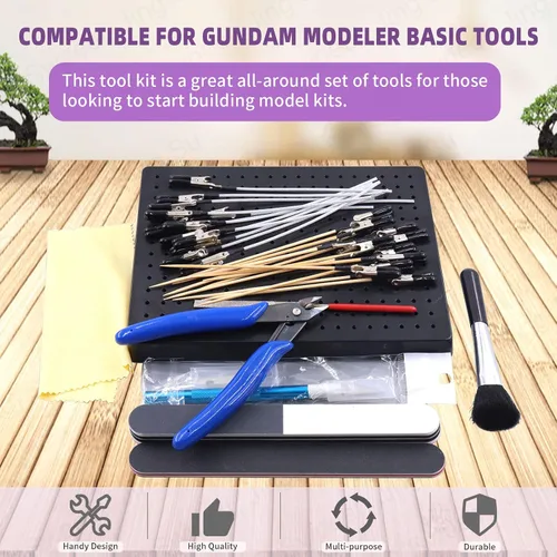 Vista 4 de Swpeet Soporte de base de pintura profesional de 37 piezas y compatible con Gundam Modeler, herramientas básicas con kit de palos de clip