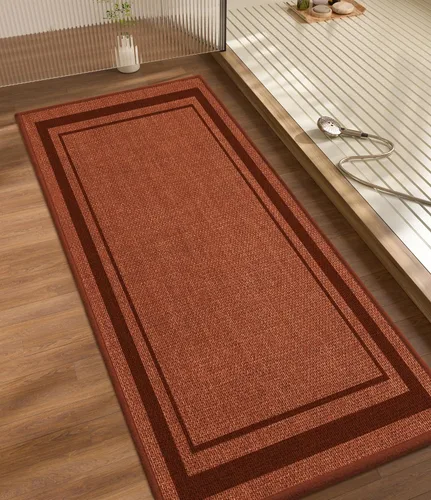 Vista 54 de chakme Juego de 2 alfombras de baño ultrafinas, absorbentes, antideslizantes, lavables a máquina, color beige oscuro, 17 x 24 pulgadas + tapete