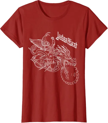 Vista 5 de Judas Priest - Camiseta de arándano con estructura de alambre para el dolor, Rojo, S