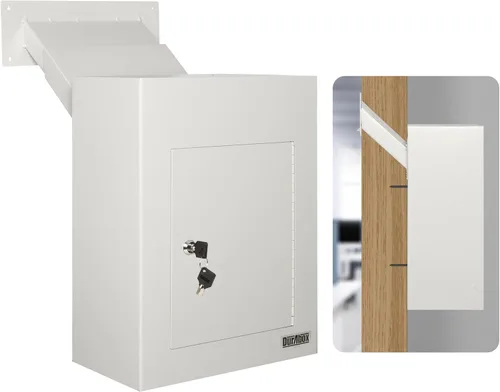 Vista 11 de Durabox Caja Fuerte de Depósito de Buzón a Través de la Puerta 12 x 6 x 15 pulgadas - Buzón de Acero Resistente con Cerradura para Recibir Correo