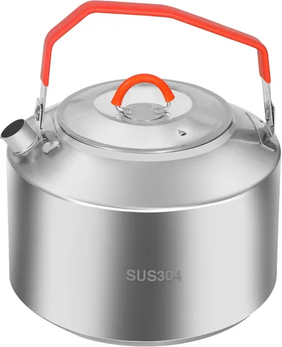 Vista 10 de REDCAMP Mini hervidor de agua al aire libre de 0.8L, olla de agua de aluminio con bolsa de transporte, caldera de té ligera compacta