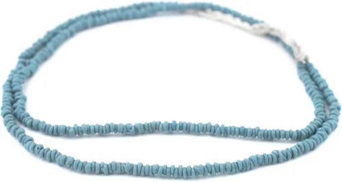 Vista 3 de TheBeadChest - Cuentas Heishi de cristal azul turquesa de 0.156 pulgadas, hebra de cuentas espaciadoras de Java indonesio de 24 pulgadas
