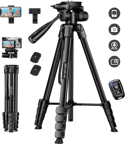 Vista 10 de JOILCAN Trípode para Teléfono, Soporte de Trípode de Cámara de 67" para iPhone iPad, Trípodes de Viaje Profesionales de Aluminio con Control Remoto