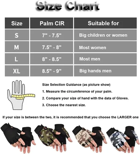 Vista 7 de Guantes sin dedos Guantes tácticos y de ciclismo para hombres y mujeres, ideales para Airsoft, pesca y entrenamiento