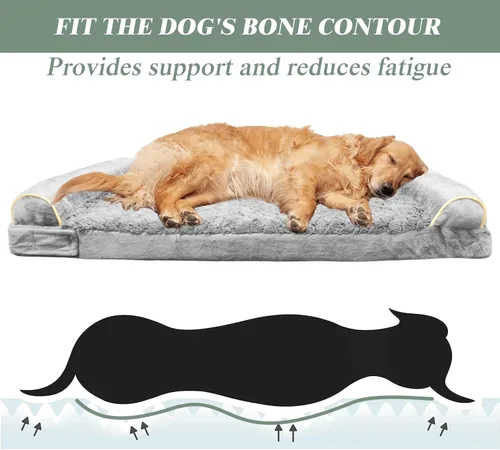 Vista 3 de Cama ortopédica para perro, extra grande con espuma viscoelástica, funda impermeable y lavable (36 pulgadas, gris)