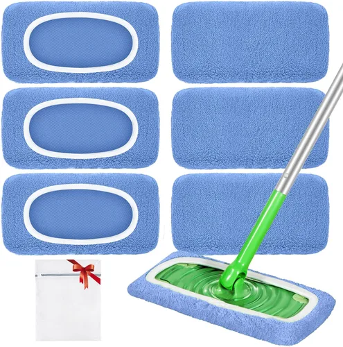 Vista 16 de Almohadillas de microfibra reutilizables compatibles con trapeador Swiffer Sweeper Mop Verde bosque